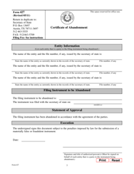Form 427 Certificate of Abandonment - Texas, Page 3