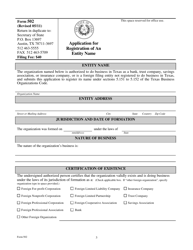Form 502 Application for Registration of an Entity Name - Texas, Page 3