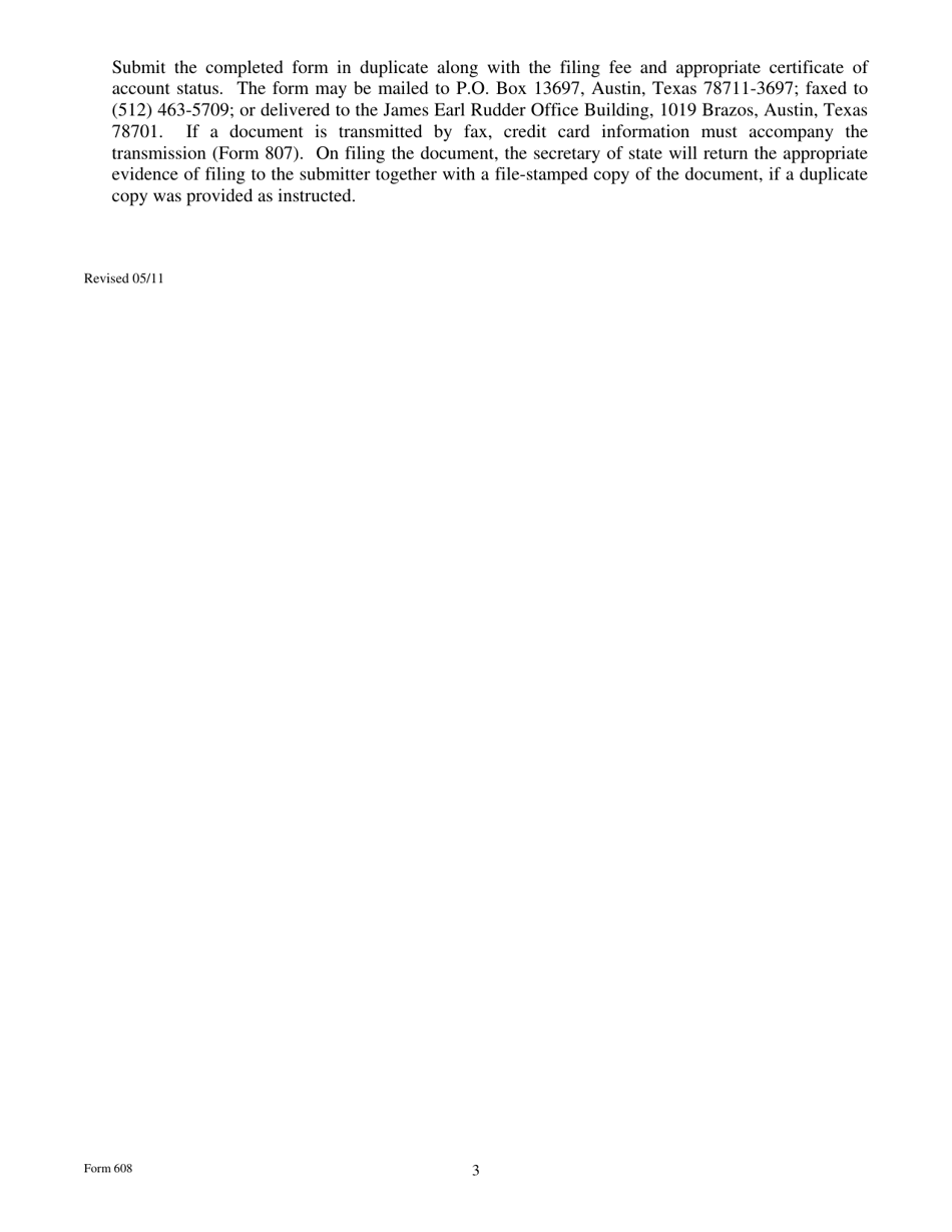 Form 608 Certificate of Withdrawal of Registration - Texas, Page 3