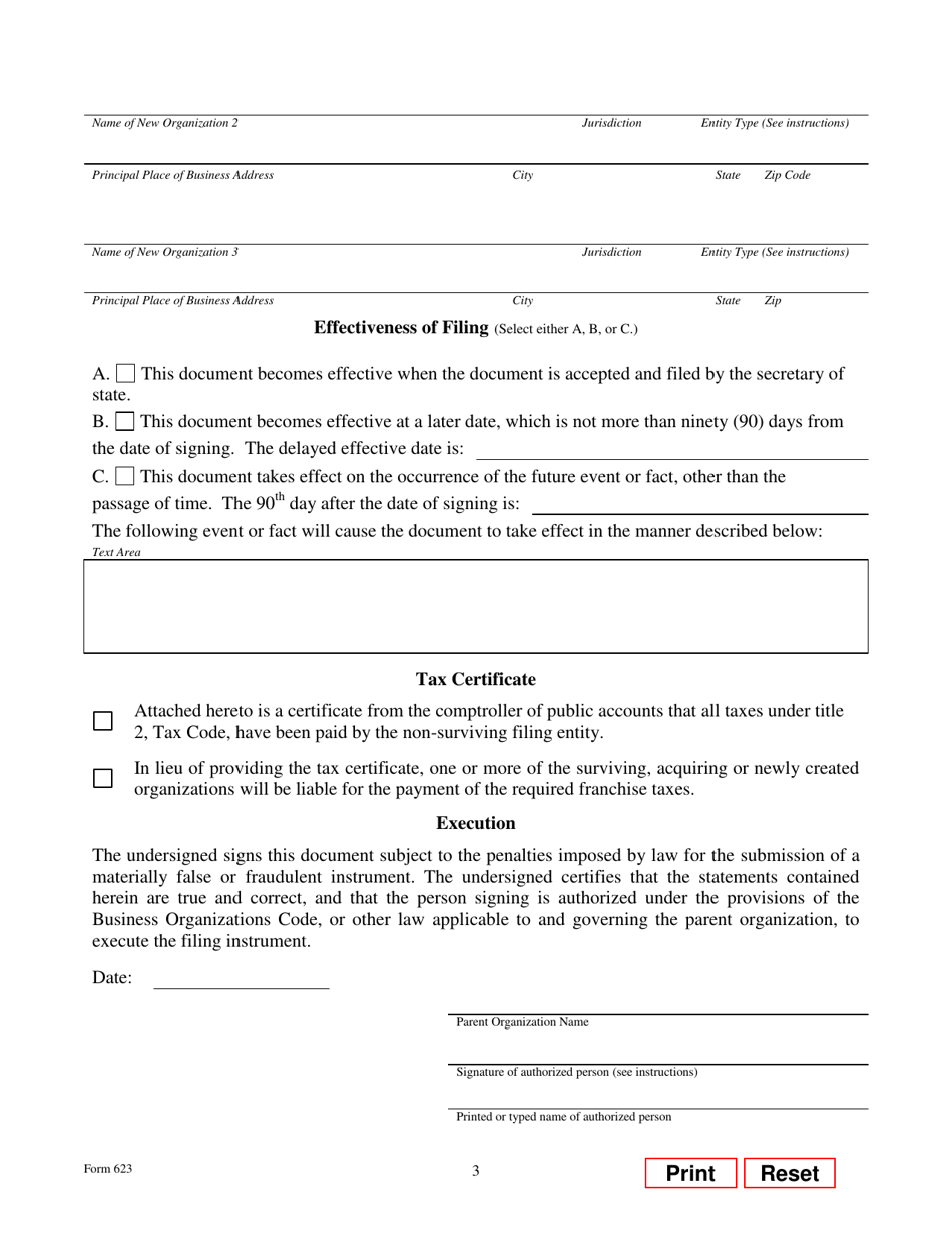 Form 623 Fill Out Sign Online And Download Fillable Pdf Texas