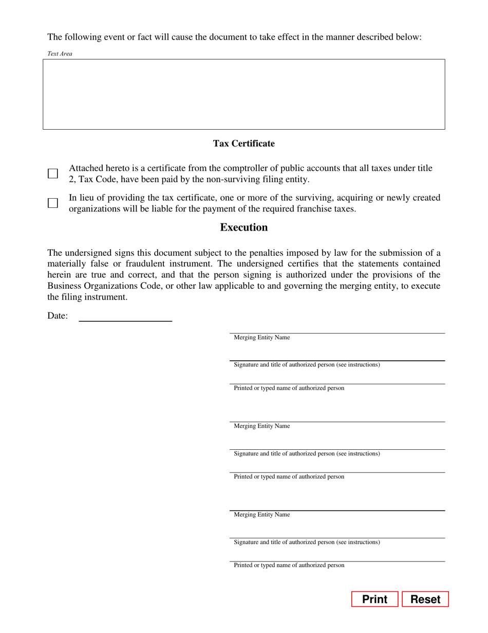 Form 624 Certificate of Merger for Nonprofit Corporations - Texas, Page 8