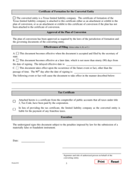 Form 632 Certificate of Conversion of a Corporation Converting to a Limited Liability Company - Texas, Page 5