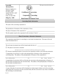 Form 634 Certificate of Conversion of a Corporation Converting to a Real Estate Investment Trust - Texas, Page 4
