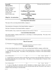 Form 637 Certificate of Conversion of a Limited Liability Company Converting to a Limited Partnership - Texas, Page 4