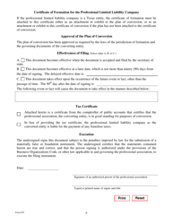 Form 645 Certificate of Conversion of a Professional Association Converting to a Professional Limited Liability Company - Texas, Page 6