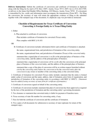 Form 647 Checklist of Requirements for Texas Certificate of Conversion Converting a Foreign Entity to a Texas Filing Entity - Texas, Page 2