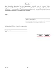 Form 706 Appointment of Statutory Agent - Texas, Page 4