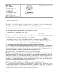 Form 811 Certificate of Reinstatement - Texas, Page 4