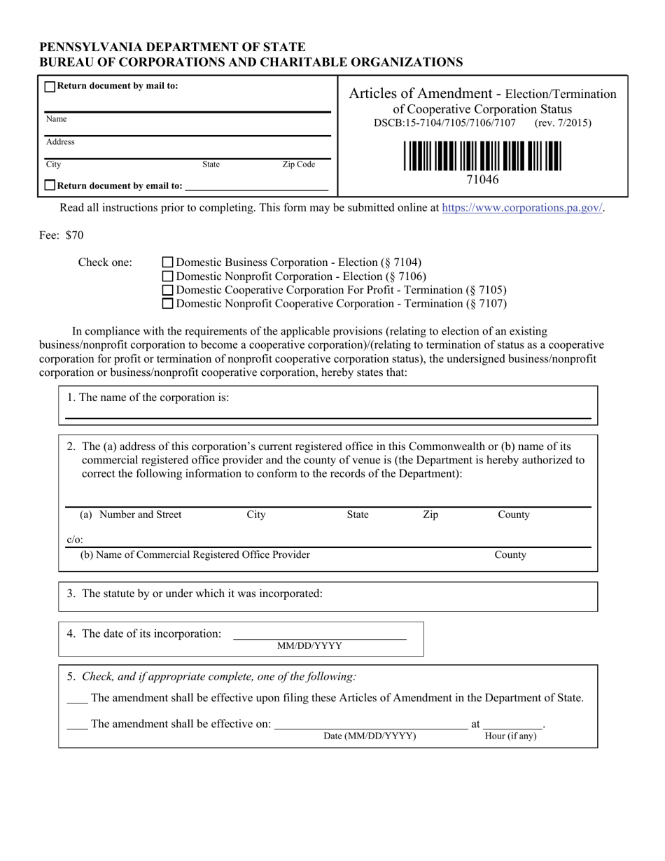 Form DSCB:15-7104/7105/7106/7107 - Fill Out, Sign Online and Download ...