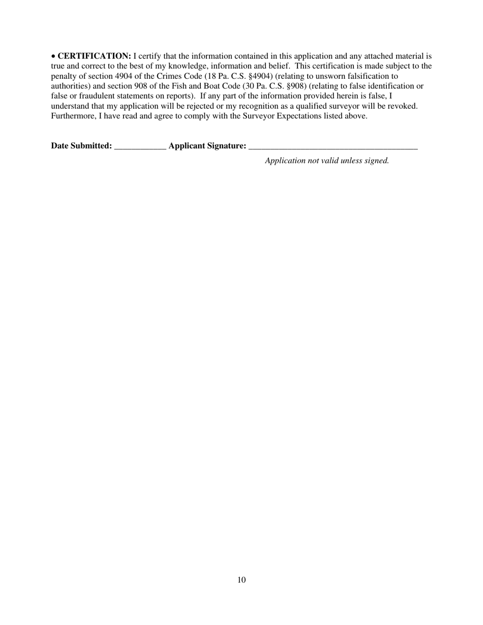 Qualified Endangered and Threatened Species Surveyor Application Form - Pennsylvania, Page 10