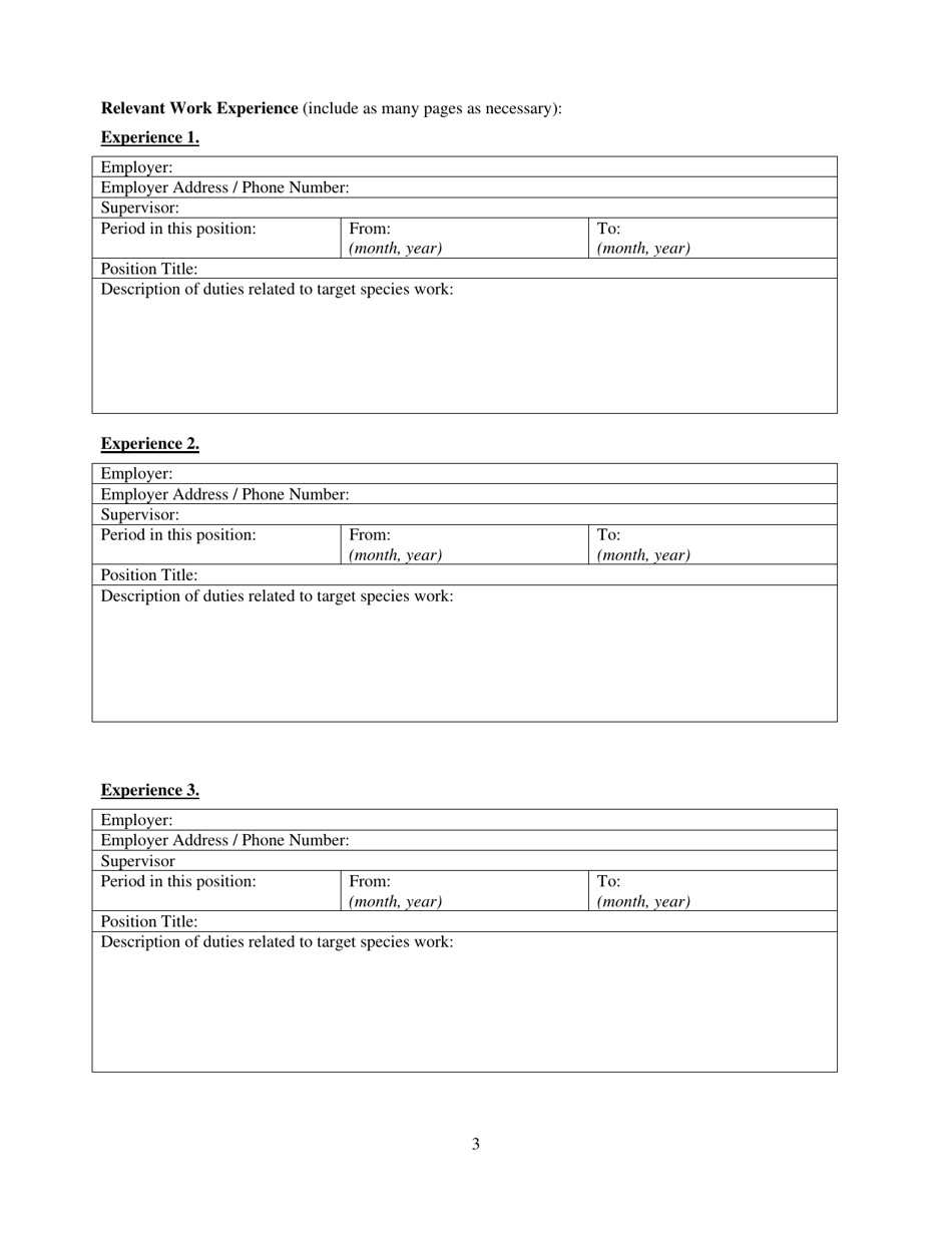 Qualified Endangered and Threatened Species Surveyor Application Form - Pennsylvania, Page 3