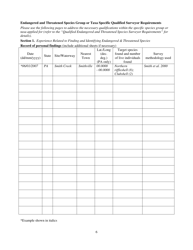 Qualified Endangered and Threatened Species Surveyor Application Form - Pennsylvania, Page 6