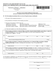 Form DSCB:15-335AD Statement of Merger - Addendum - Pennsylvania