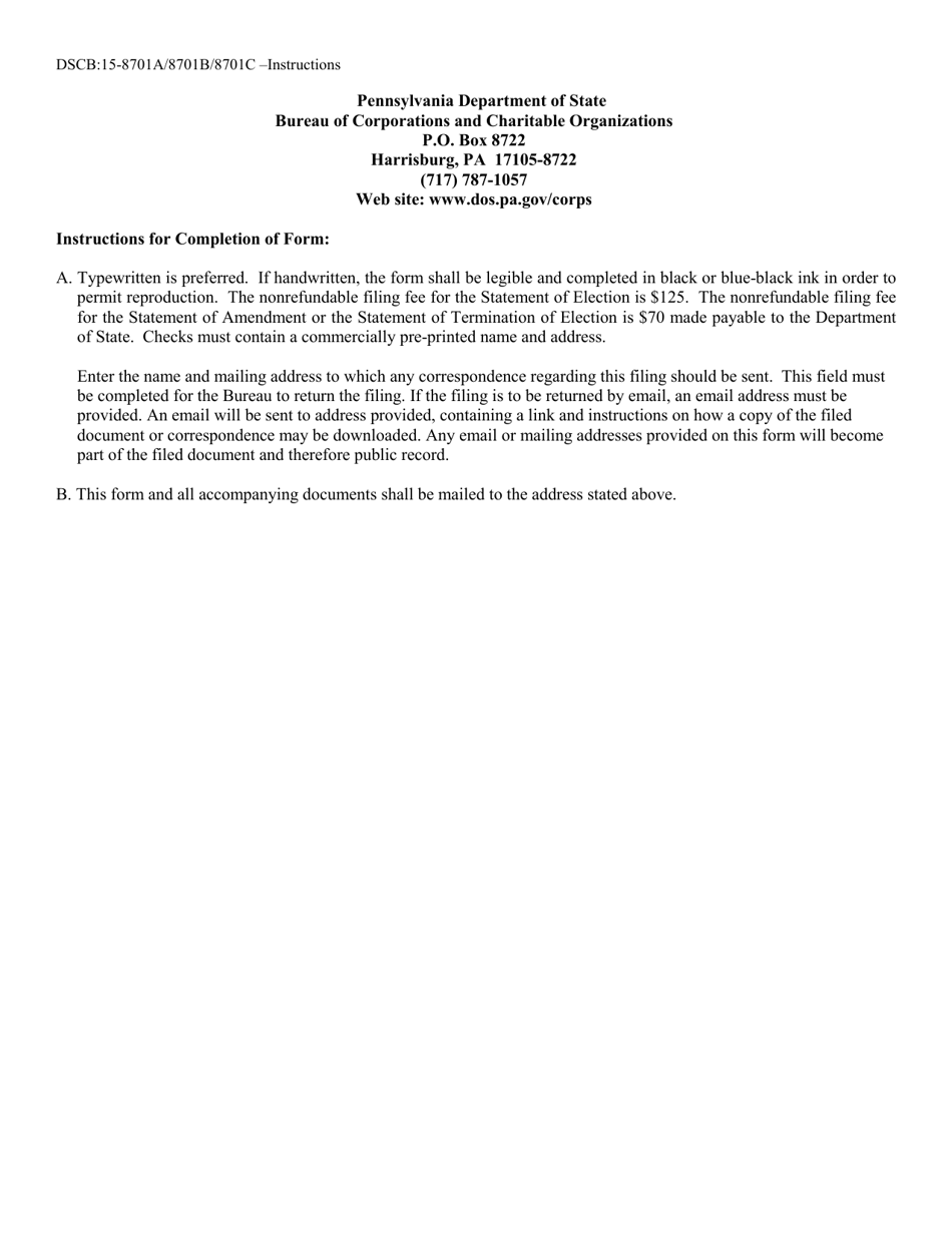 Form DSCB:15-8701A / 8701B / 8701C Statement of Election / Amendment / Termination - Electing Partnership - Pennsylvania, Page 3