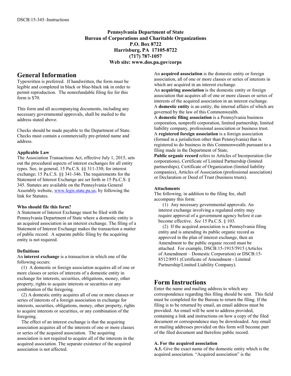 Form DSCB:15-345 Statement of Interest Exchange - Pennsylvania, Page 3