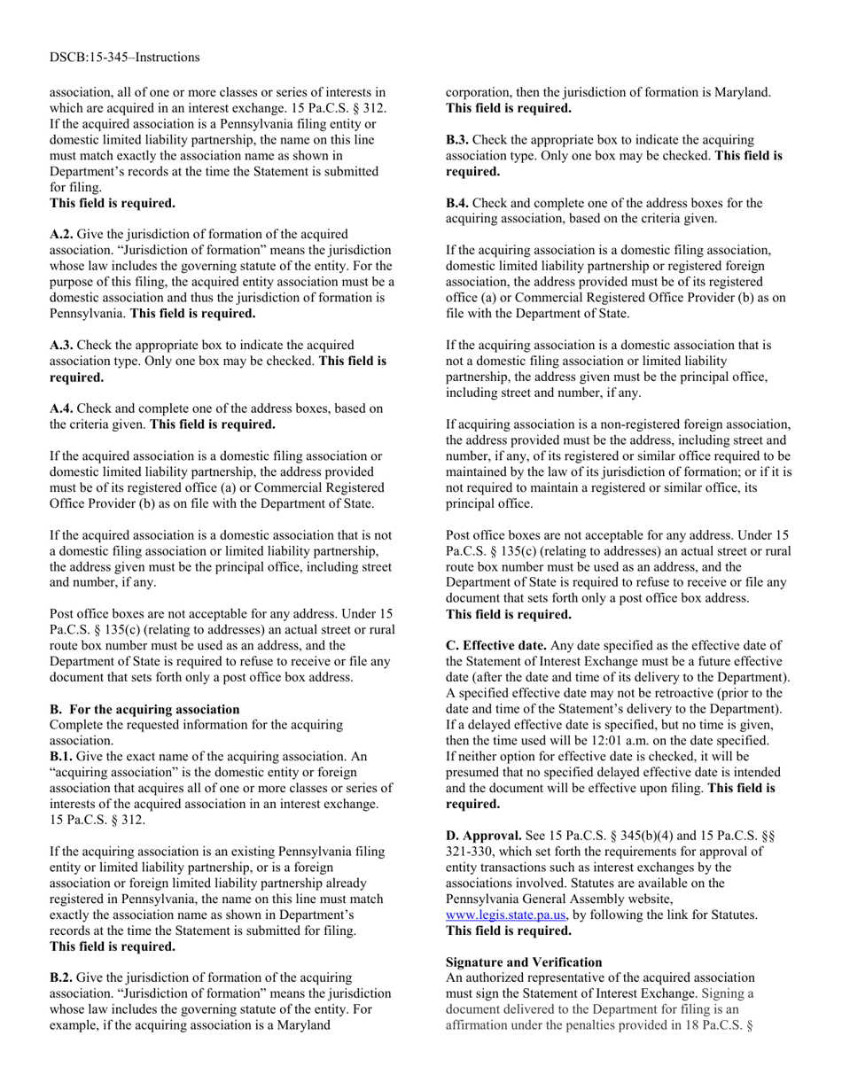 Form DSCB:15-345 Statement of Interest Exchange - Pennsylvania, Page 4