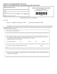 Document preview: Form DSCB:15-1989/5989 Articles of Involuntary Dissolution - Pennsylvania