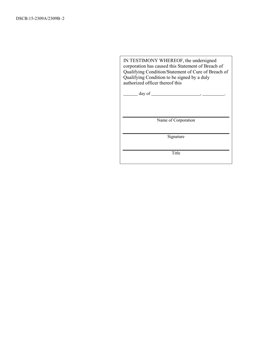 Form DSCB:15-2309A / 2309B Business / Statutory Close Corporation - Breach of Qualifying Condition / Cure of Breach - Pennsylvania, Page 2