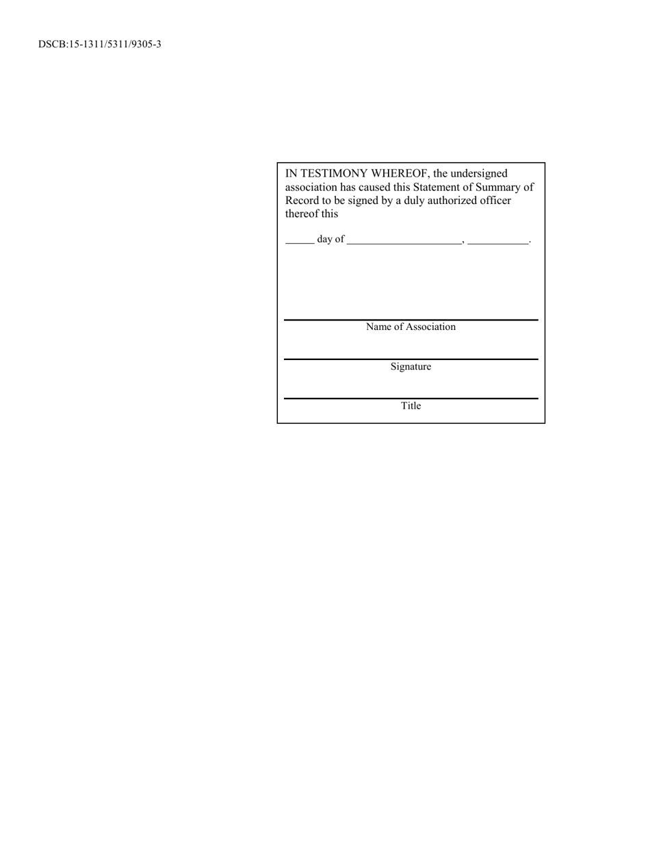 Form DSCB:15-1311 / 5311 / 9305 Statement of Summary of Record - Pennsylvania, Page 3