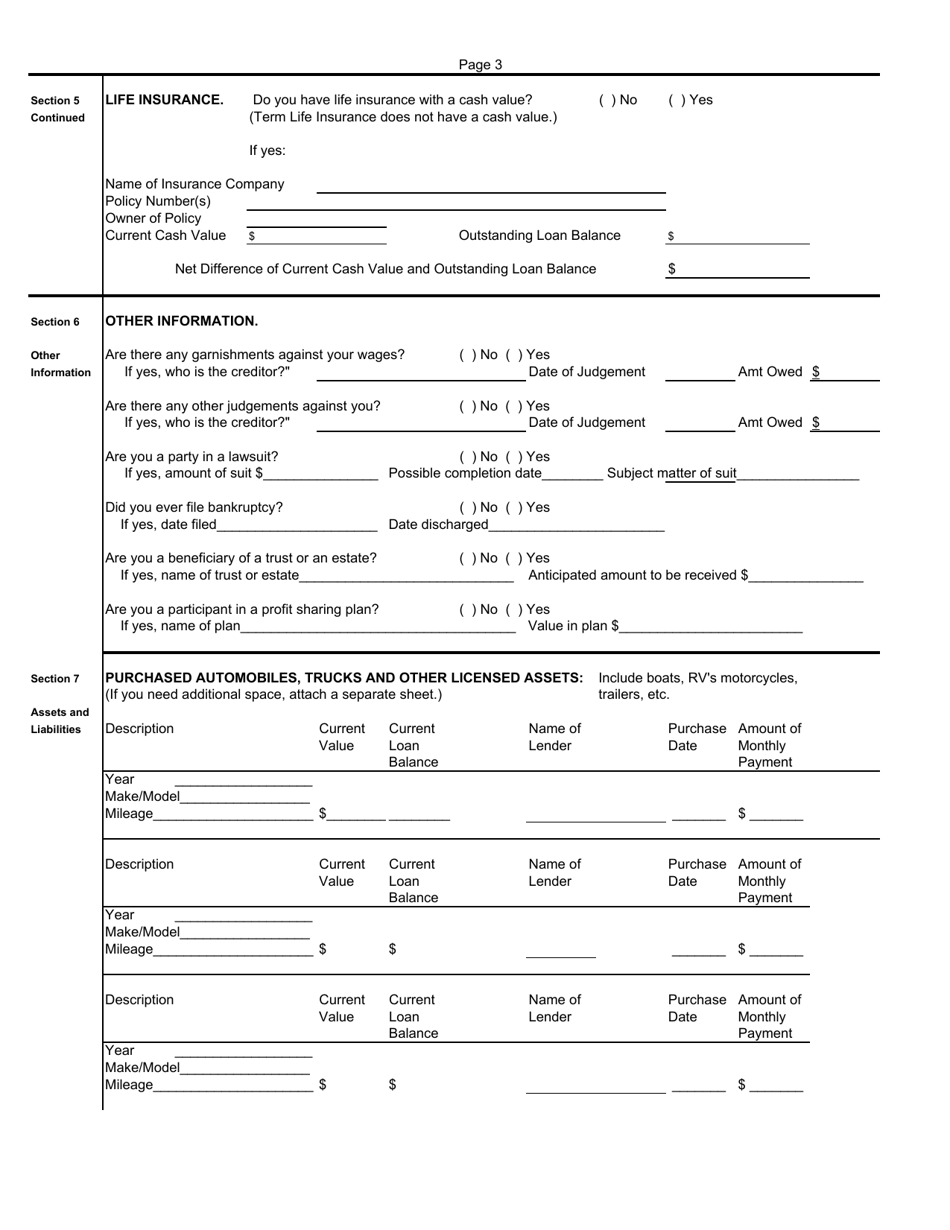 Form RI433 A Collection Information Statement for Wage Earners and Self-employed Individuals - Rhode Island, Page 3