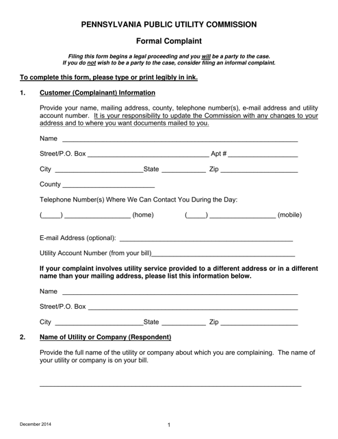 pennsylvania-formal-complaint-form-download-printable-pdf-templateroller
