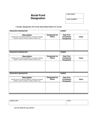 Document preview: Form 032-03-0090-00-ENG Burial Fund Designation - Virginia
