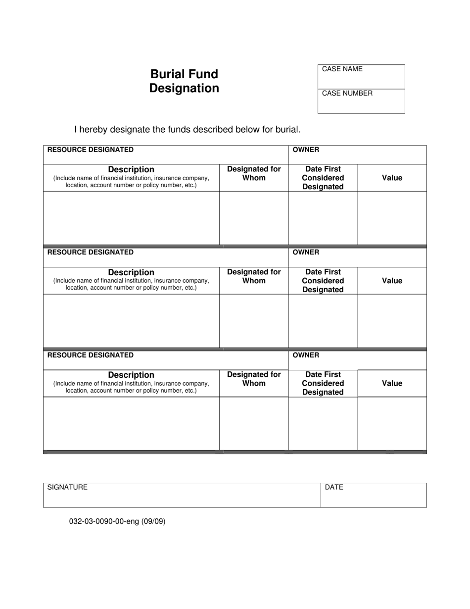 Form 032-03-0090-00-ENG Burial Fund Designation - Virginia, Page 1