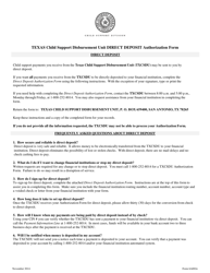 Form 6A002E Texas Child Support Direct Deposit Authorization Form - Texas