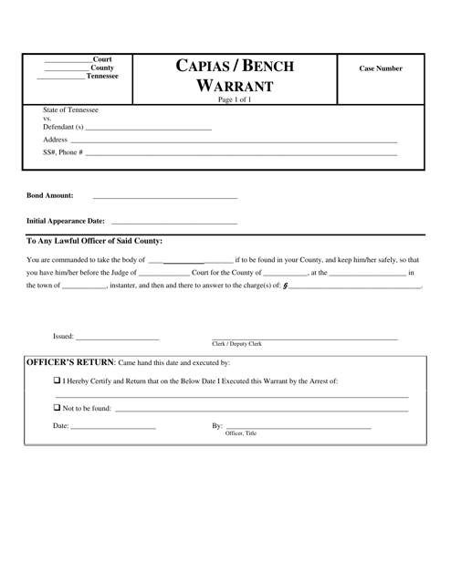 Capias / Bench Warrant - Tennessee Download Pdf