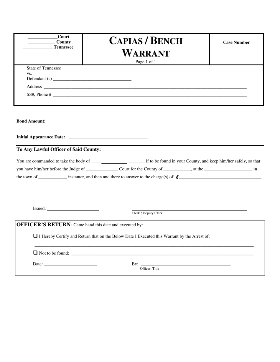 Capias / Bench Warrant - Tennessee, Page 1