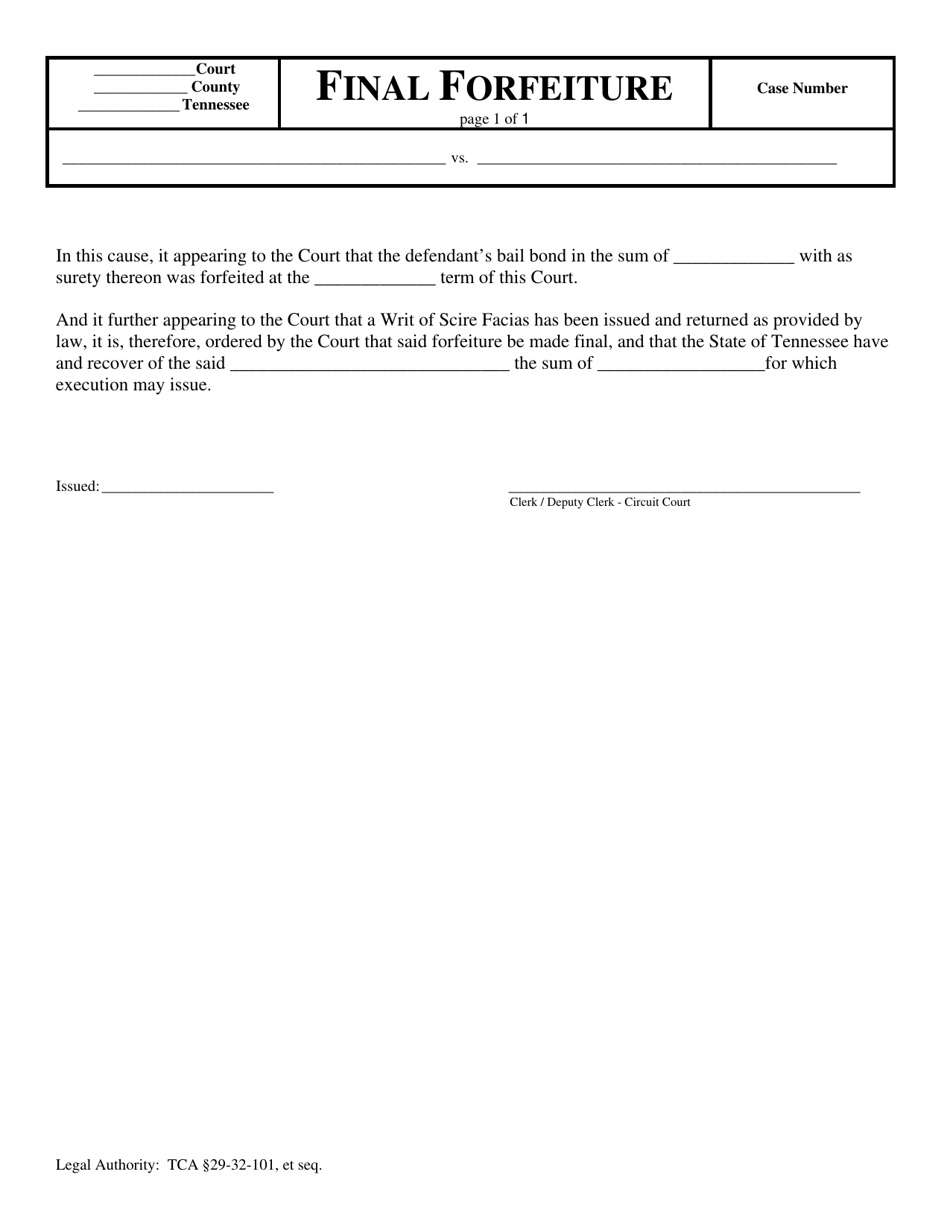 Final Forfeiture - Tennessee, Page 1