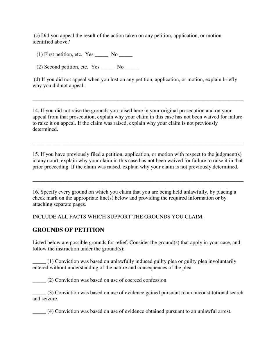 Petition for Relief From Conviction or Sentence - Tennessee, Page 6