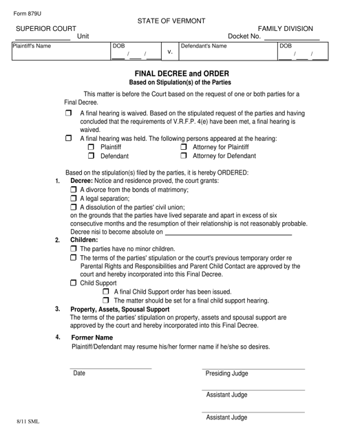 Form 879U  Printable Pdf