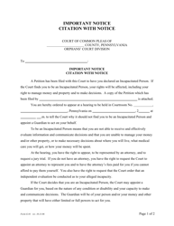 Form G-01 &quot;Important Notice: Citation With Notice&quot; - Pennsylvania