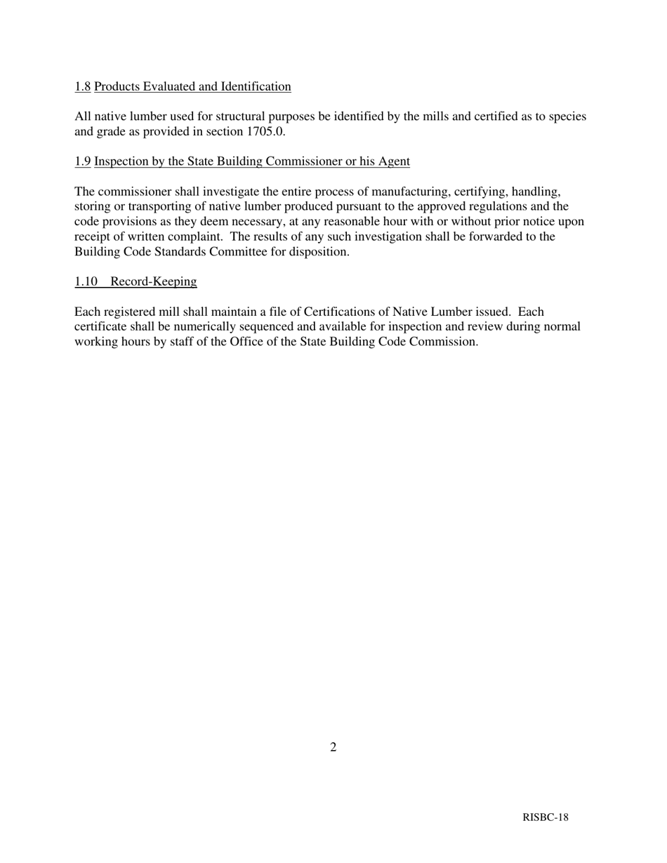 Form SBC-18 Application for Registration or Renewal for Manufacturing of Native Lumber - Rhode Island, Page 6