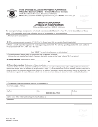 Form 114 Benefit Corporation Articles of Incorporation - Rhode Island, Page 2