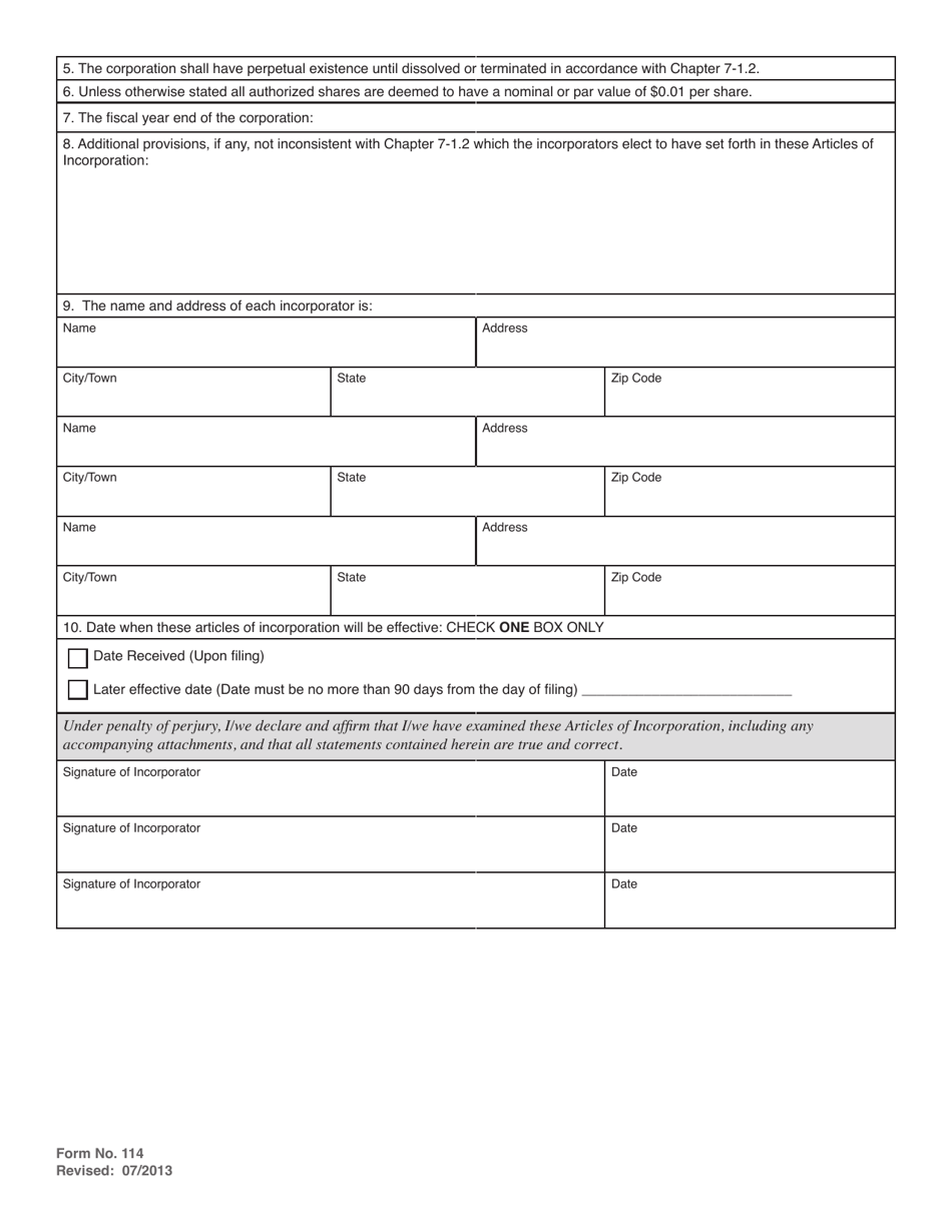 Form 114 - Fill Out, Sign Online and Download Fillable PDF, Rhode ...