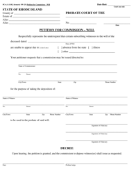 Document preview: Form PC-6.1 Petition for Commission ' Will - Rhode Island