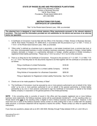 Form 611 Certificate of Conversion - Rhode Island