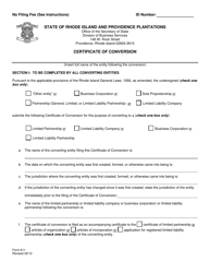 Form 611 Certificate of Conversion - Rhode Island, Page 2
