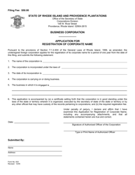 Form 622 Application for Registration of Corporate Name - Rhode Island, Page 2