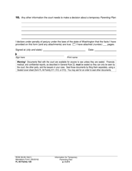 Form FL All Family139 Information for Temporary Parenting Plan - Washington, Page 5