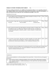 Document preview: Form WPF DV-1.030 Child Custody Information Sheet - Washington