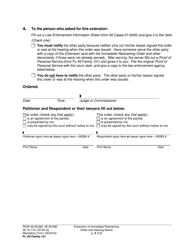 Form FL All Family151 Extension of Immediate Restraining Order and Hearing Notice - Washington, Page 2