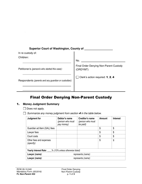 Form FL Non-Parent432  Printable Pdf