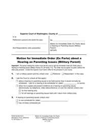 Form FL All Family171 Motion for Immediate Order (Ex Parte) About a Hearing on Parenting Issues (Military Parent) - Washington