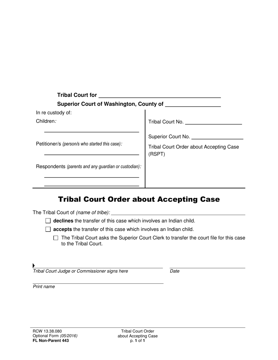 Form FL Non-Parent443 Tribal Court Order About Accepting Case - Washington, Page 1