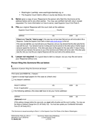Form FL Modify500 Summons: Notice About Petition to Modify Child Support Order - Washington, Page 2