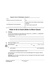 Document preview: Form FL All Family183 Order to Go to Court (Order to Show Cause) - Washington