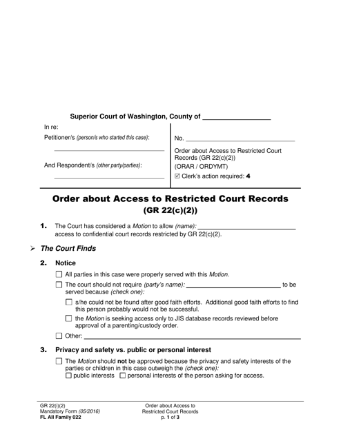 Form FL All Family022  Printable Pdf